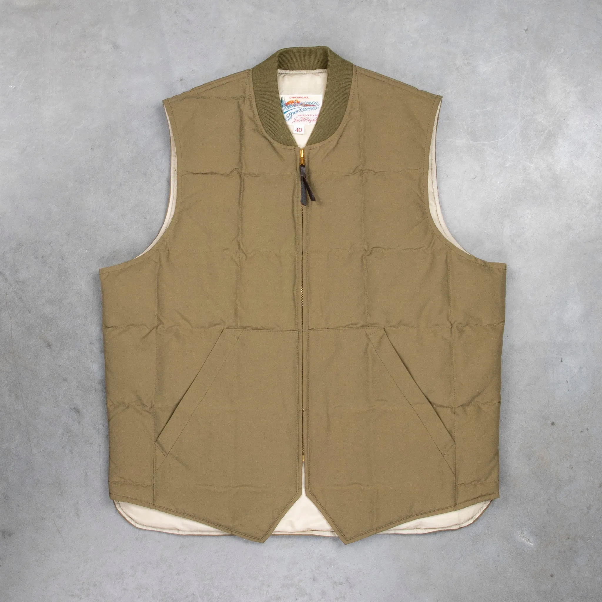 The Real McCoy's Cotton Nylon Down Vest Olive sold by Frans Boone product image thumbnail 3