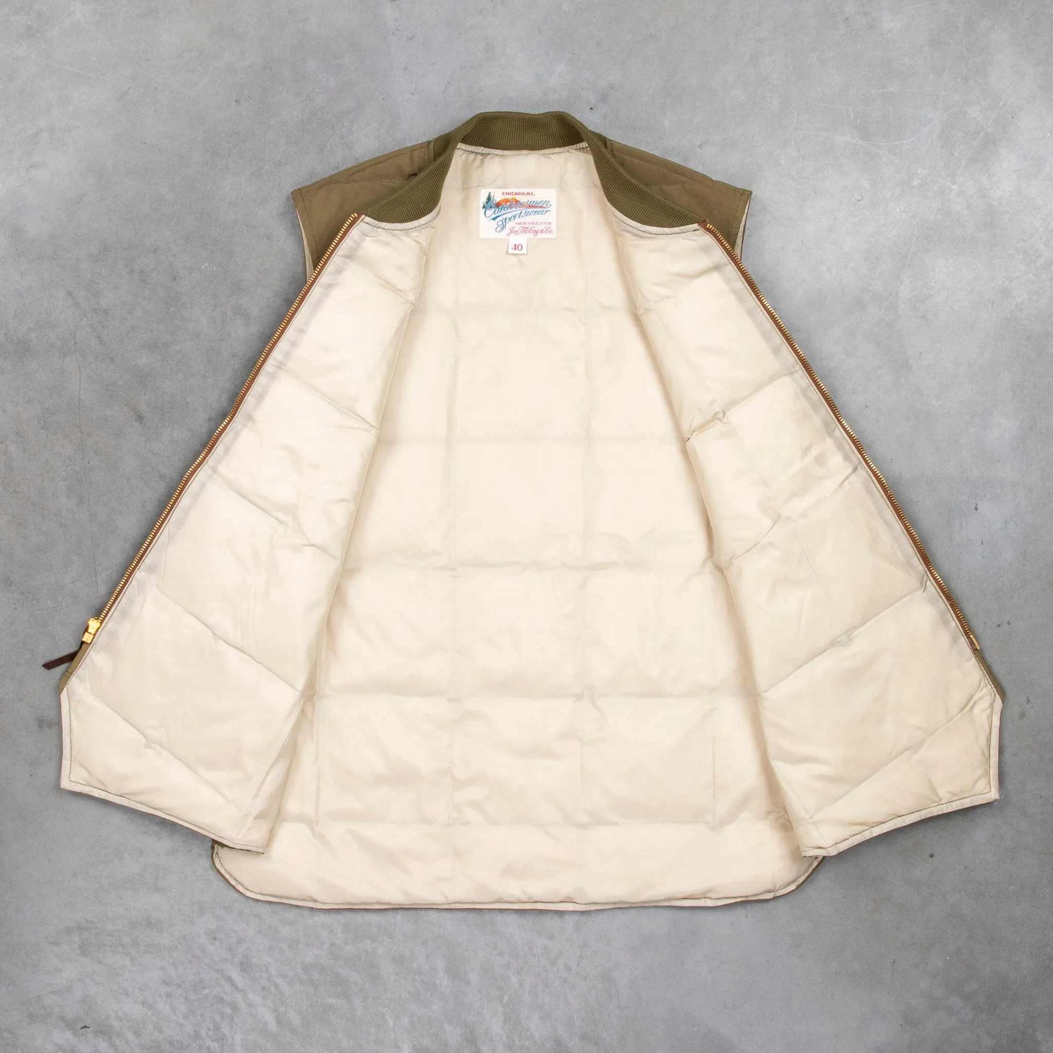 The Real McCoy's Cotton Nylon Down Vest Olive sold by Frans Boone product image thumbnail 4