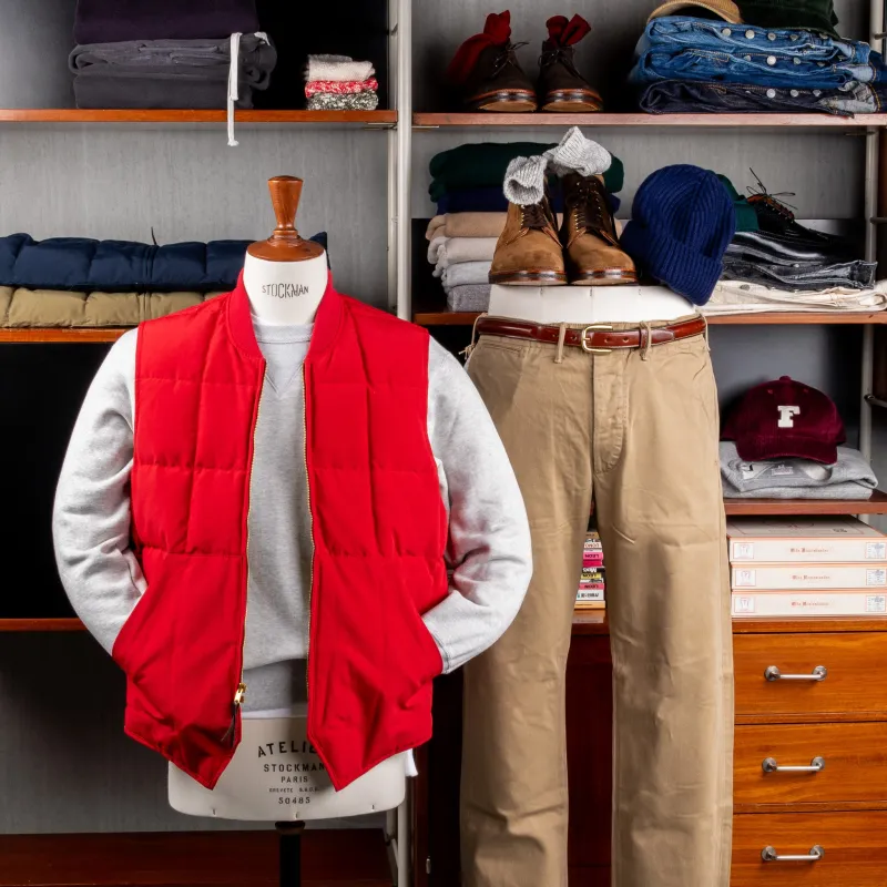 The Real McCoy's Cotton Nylon Down Vest Red made by The Real McCoy's