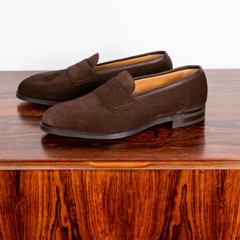 Edward Green Piccadilly Espresso Suede on Dark Brown R1 made by Edward Green