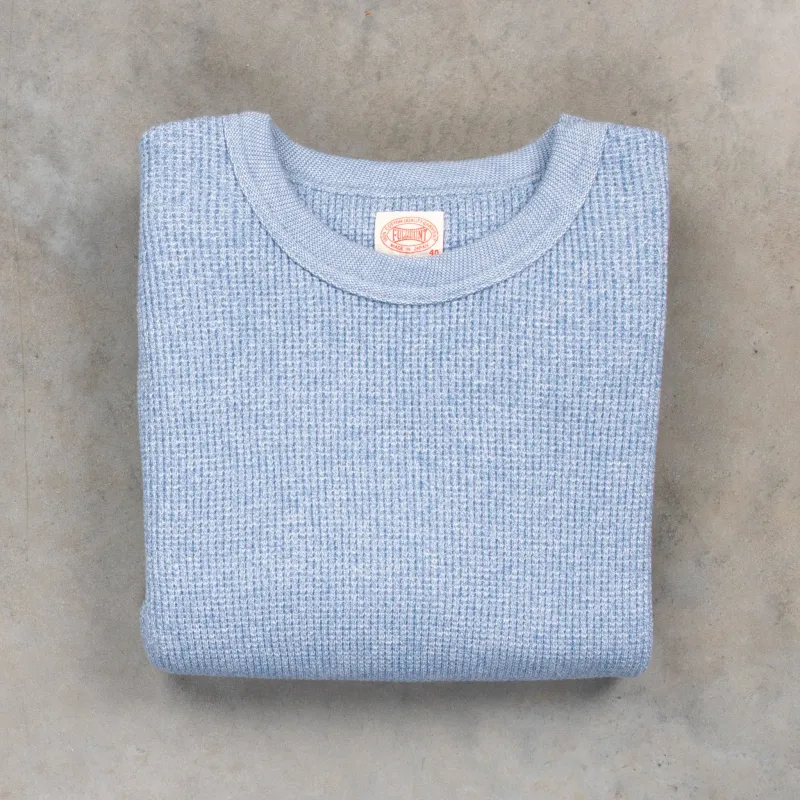 Fullcount 5964 Twisted Heavyweight Waffle Longsleeve Heather Blue made by Full Count