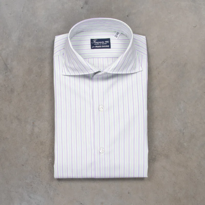 Finamore Milano Collo Eduardo Double Stripe Green Violet made by Finamore