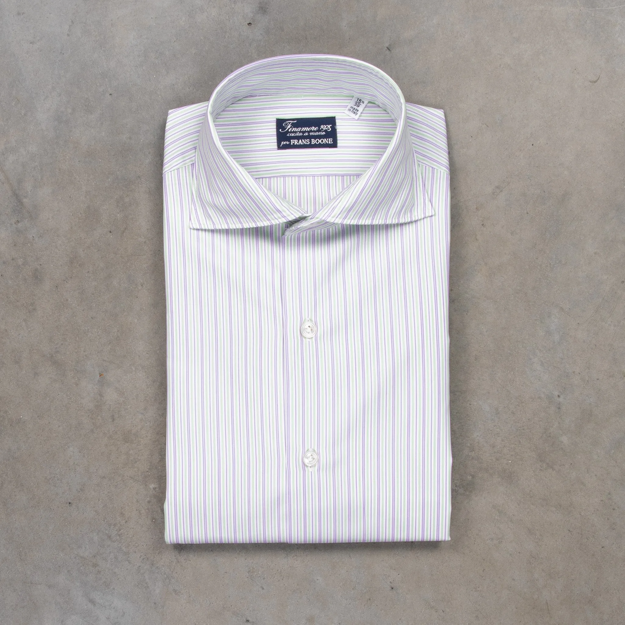 Finamore Milano Collo Eduardo Double Stripe Green Violet sold by Frans Boone