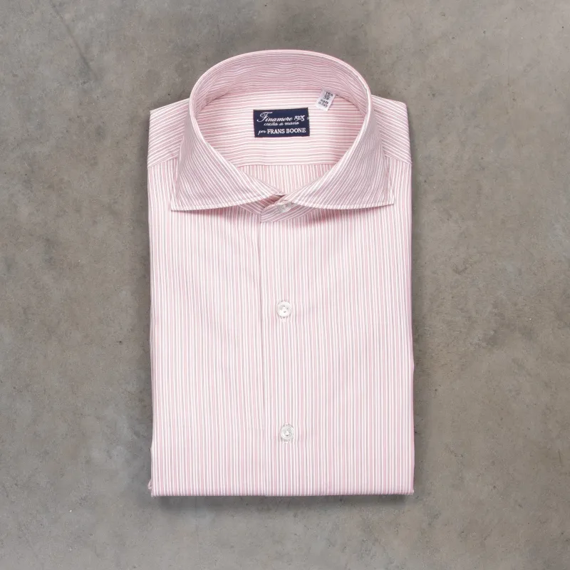 Finamore Milano Collo Eduardo Double Stripe Burgundy Pink made by Finamore