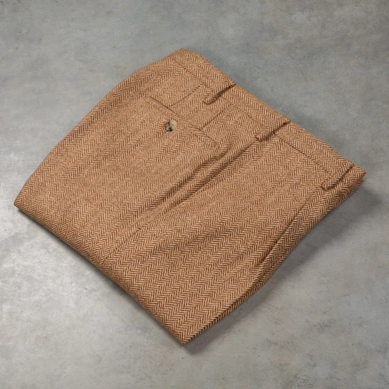 Rota Wool Cashmere Herringbone High Rise Pants Rust made by Frans Boone