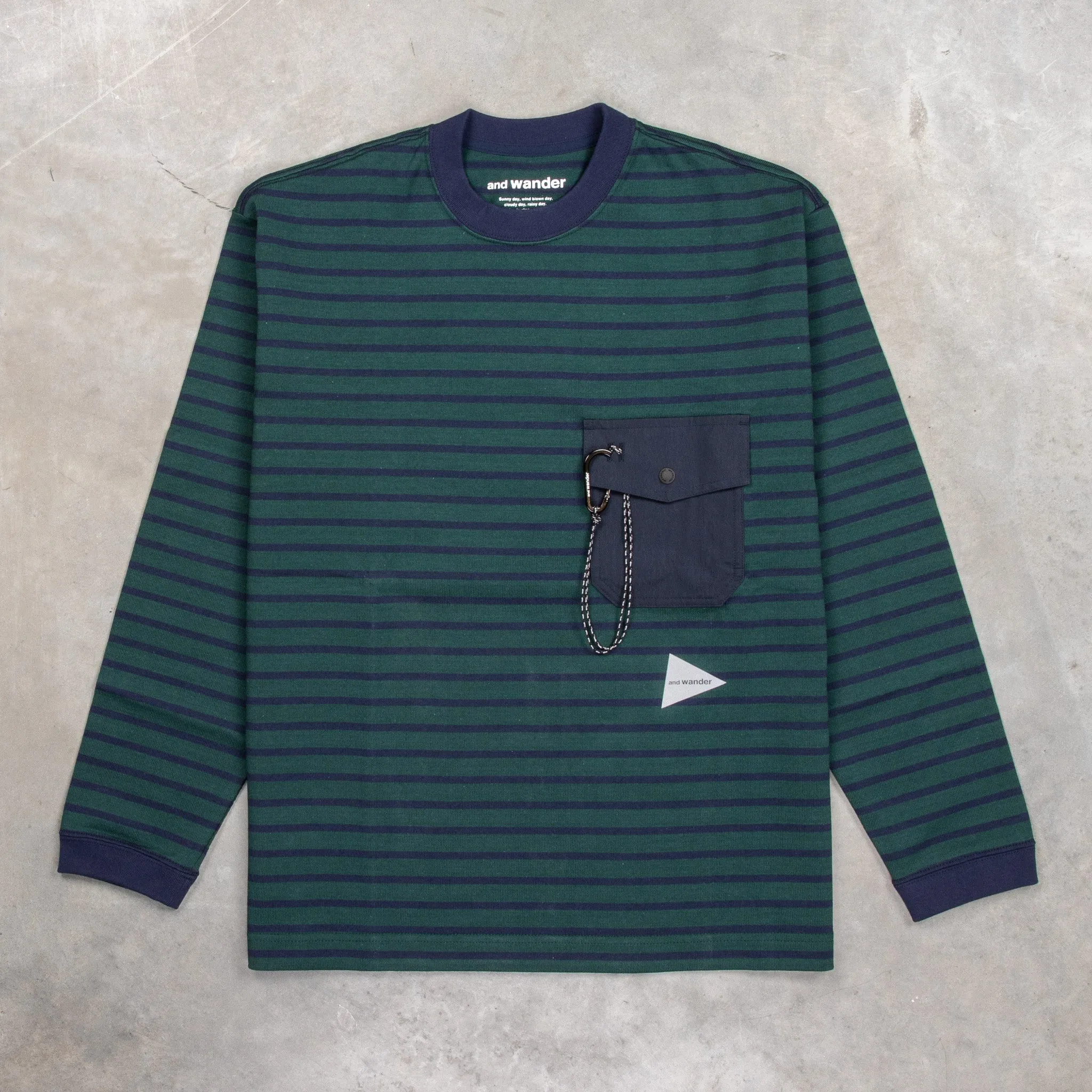 And Wander Stripe Pocket LS Tee Green sold by Frans Boone product image thumbnail 2