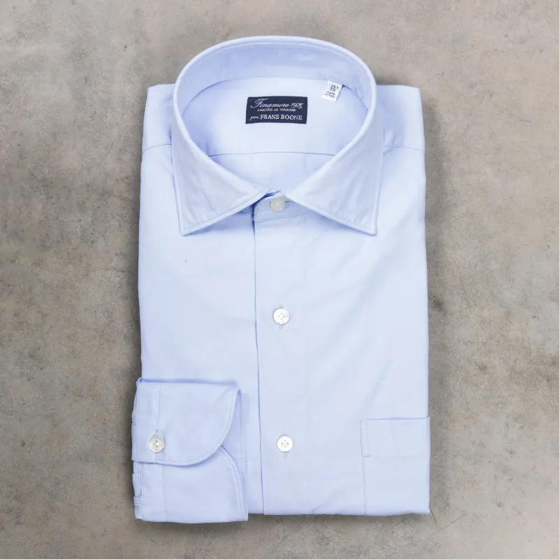 Finamore Gaeta Fit Collo Luigi Double Twist Gabardine Light Blue made by Finamore