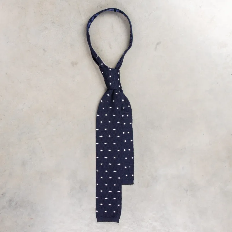 Engineered Garments Knit Tie Navy Polka Dot made by Engineered Garments