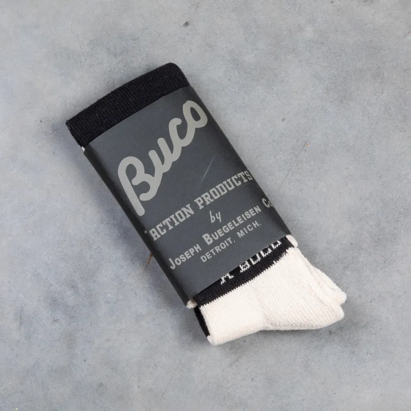 Buco Striped Action Socks White/Black made by The Real McCoy's