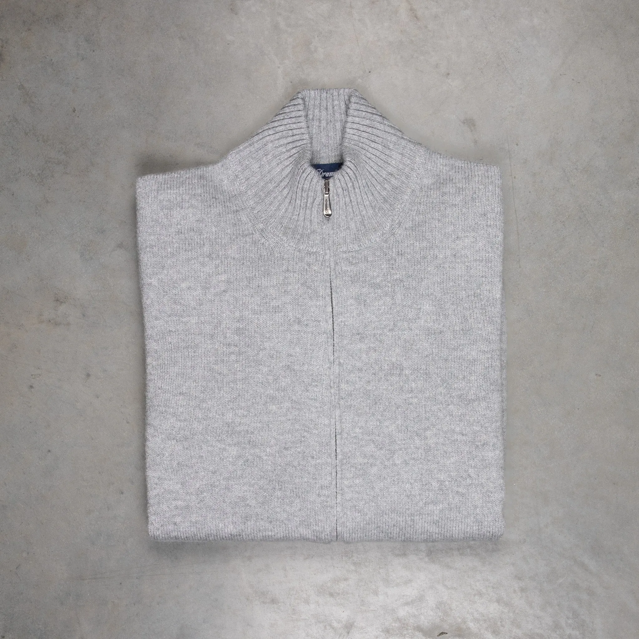 Drumohr Cashmere Lupo Full Zip Grigio Medio sold by Frans Boone