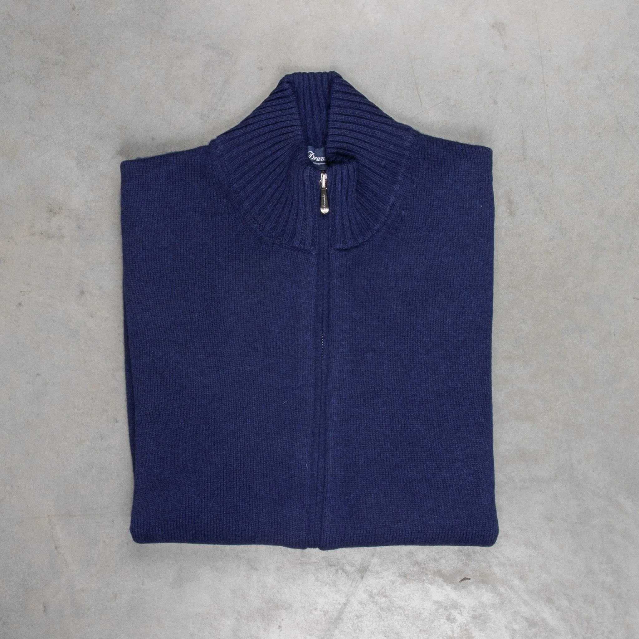 Drumohr Cashmere Lupo Full Zip Navy Americana sold by Frans Boone