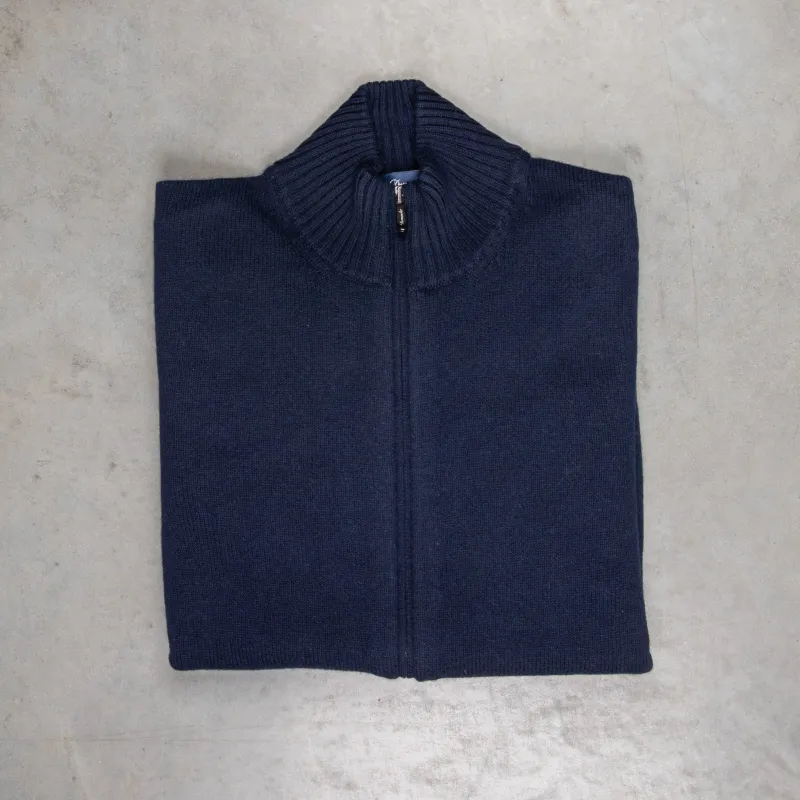 Drumohr Cashmere Lupo Full Zip Blu Notte made by Drumohr
