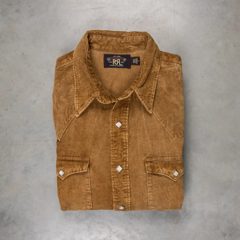 RRL Buffalo Western Corduroy Shirt Faded Tan made by RRL