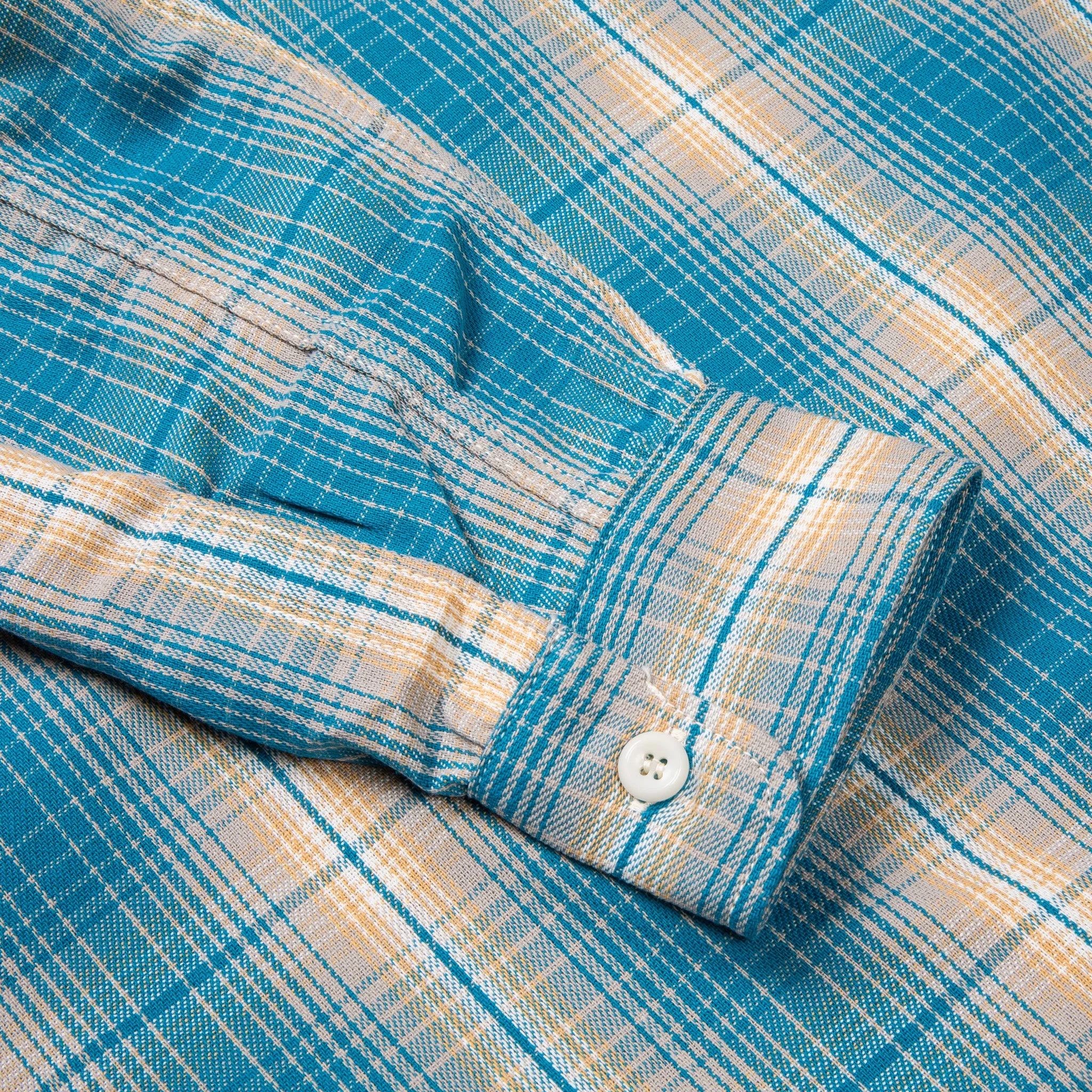 The Real McCoy's 8HU Ombre Check Summer Flannel Shirt Turquoise sold by Frans Boone product image thumbnail 5