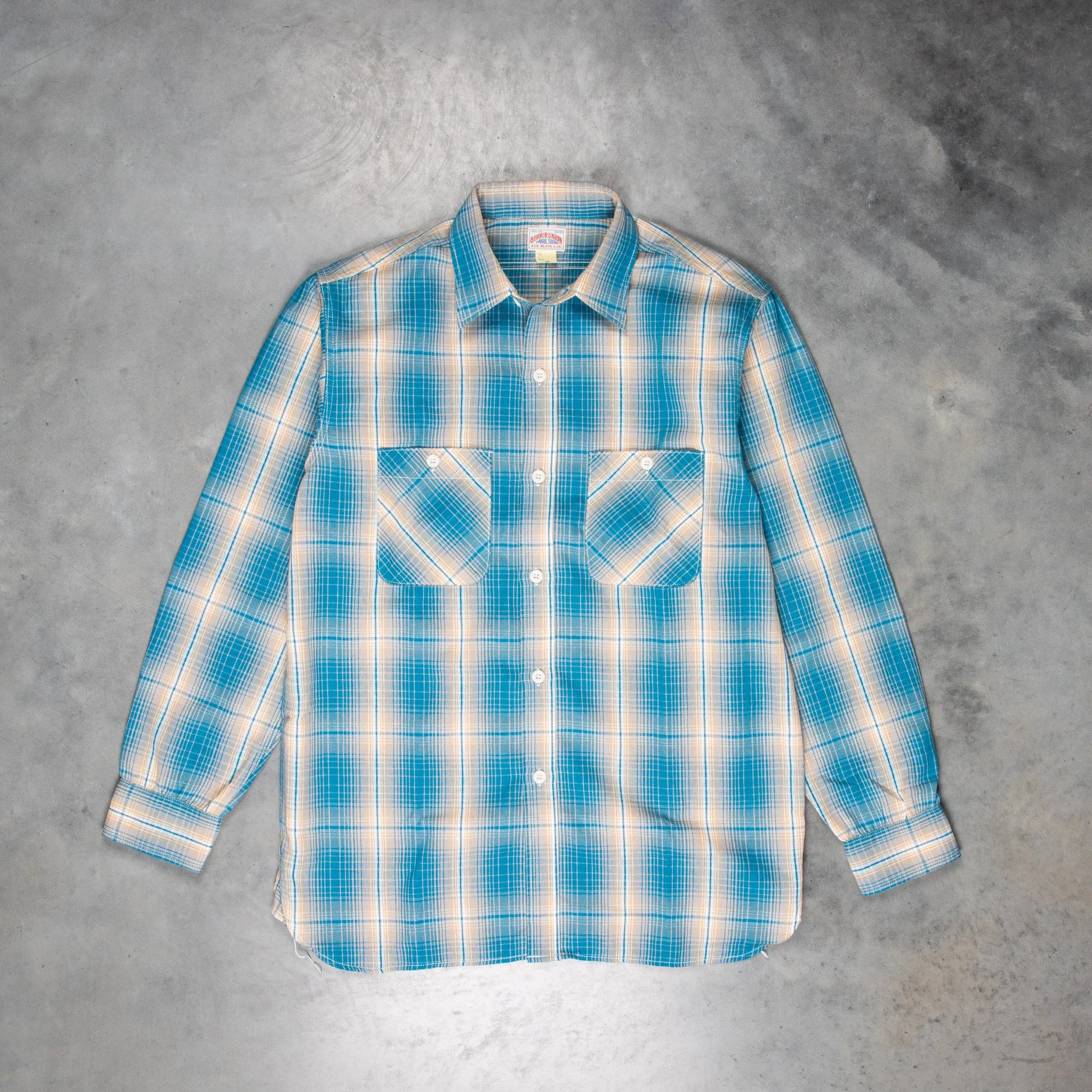 The Real McCoy's 8HU Ombre Check Summer Flannel Shirt Turquoise sold by Frans Boone product image thumbnail 2