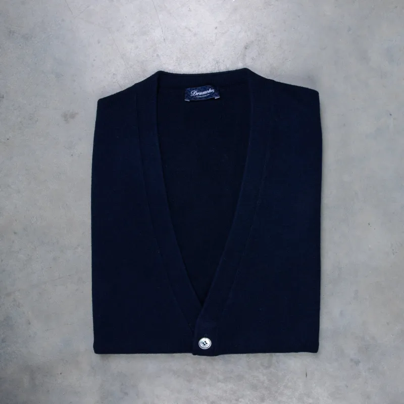 Drumohr Cashmere Gillet con Bottoni Blu Notte made by Drumohr