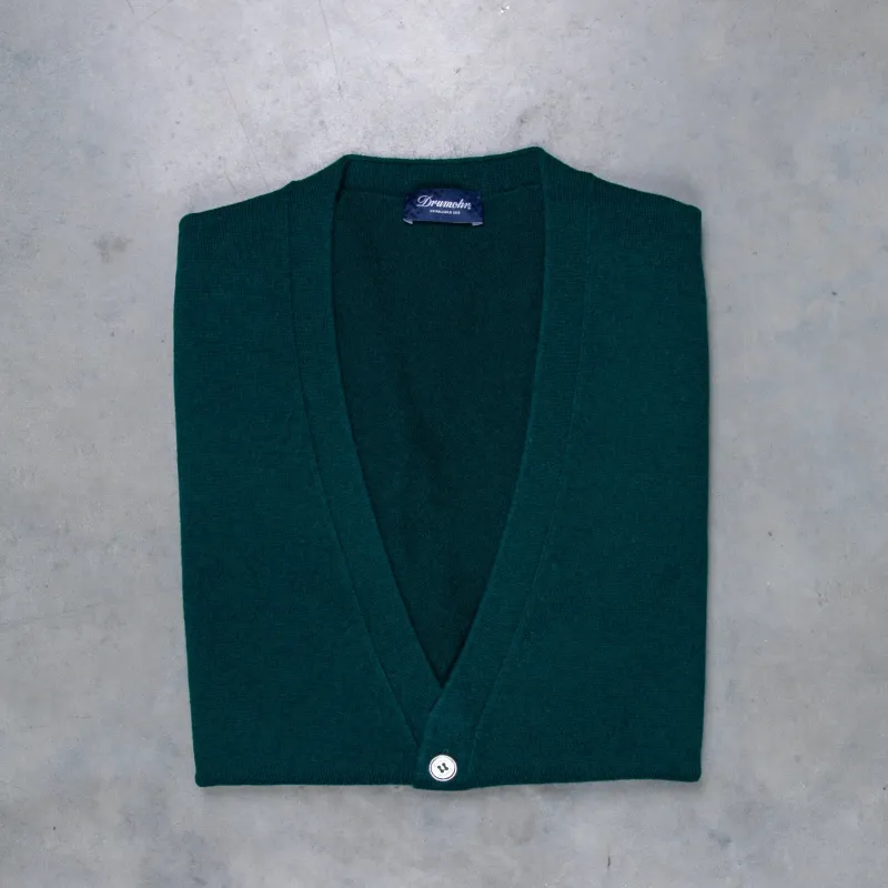 Drumohr Cashmere Gillet con Bottoni Verde Bottiglia made by Drumohr