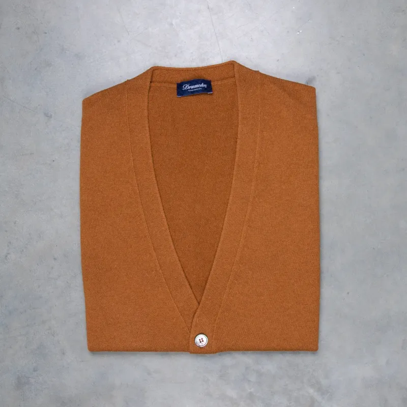 Drumohr Cashmere Gillet con Bottoni Caramello Scuro made by Drumohr