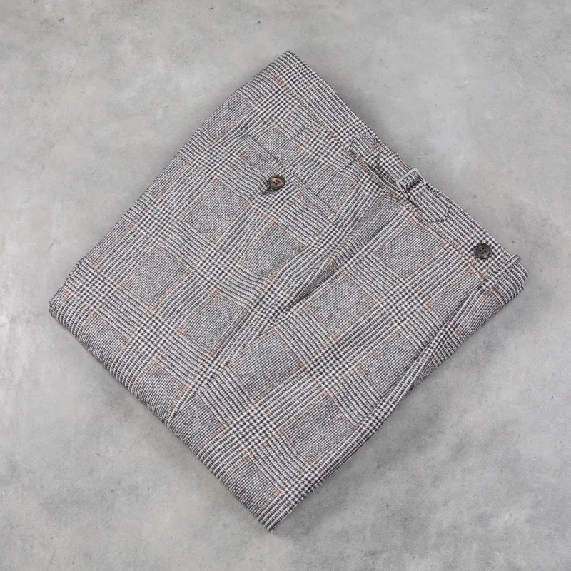 Rota Pantaloni High Rise Regular Fit Flannel Prince of Wales Check Beige made by Frans Boone