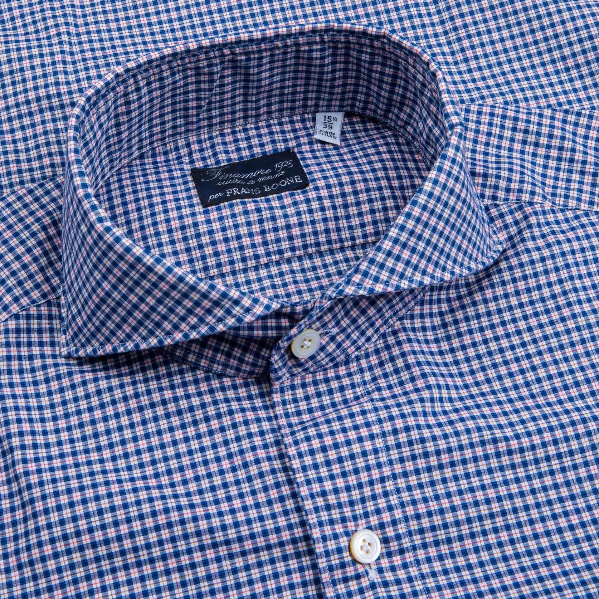 Finamore Gaeta Fit Collo Sergio Piccolo Quadretto Blu Rosso sold by Frans Boone product image thumbnail 3