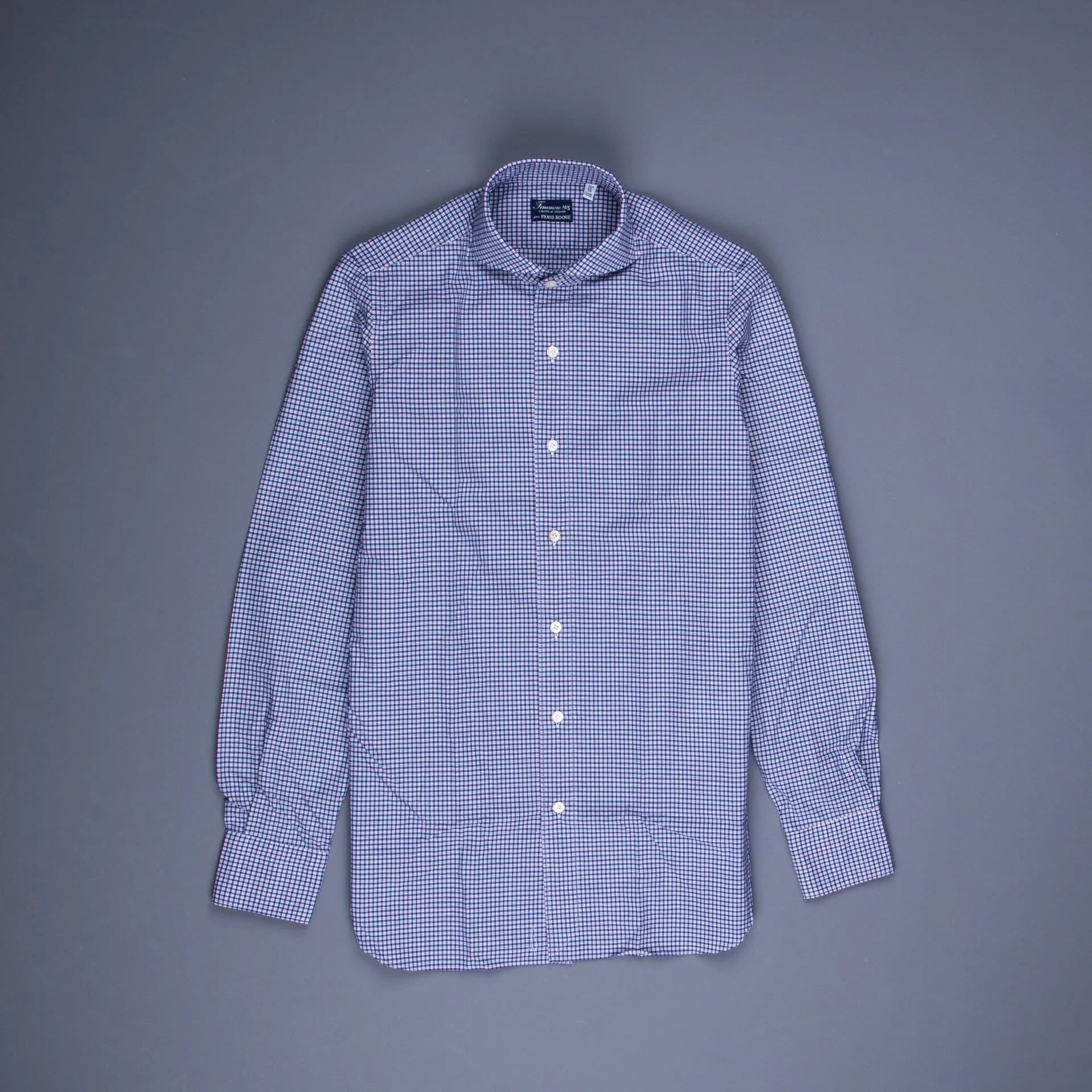 Finamore Gaeta Fit Collo Sergio Piccolo Quadretto Blu Rosso sold by Frans Boone product image thumbnail 2