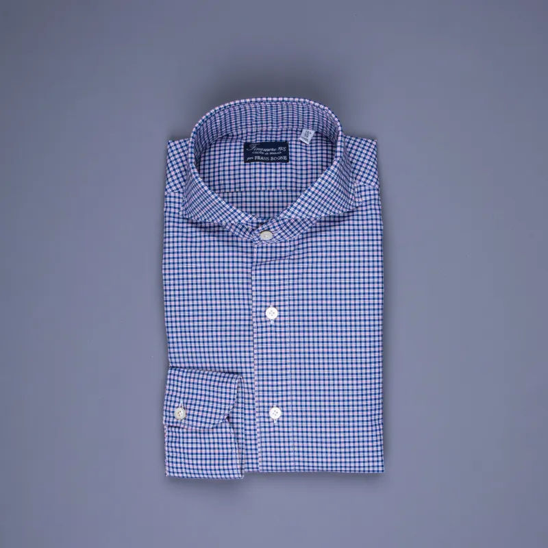 Finamore Gaeta Fit Collo Sergio Piccolo Quadretto Blu Rosso made by Finamore