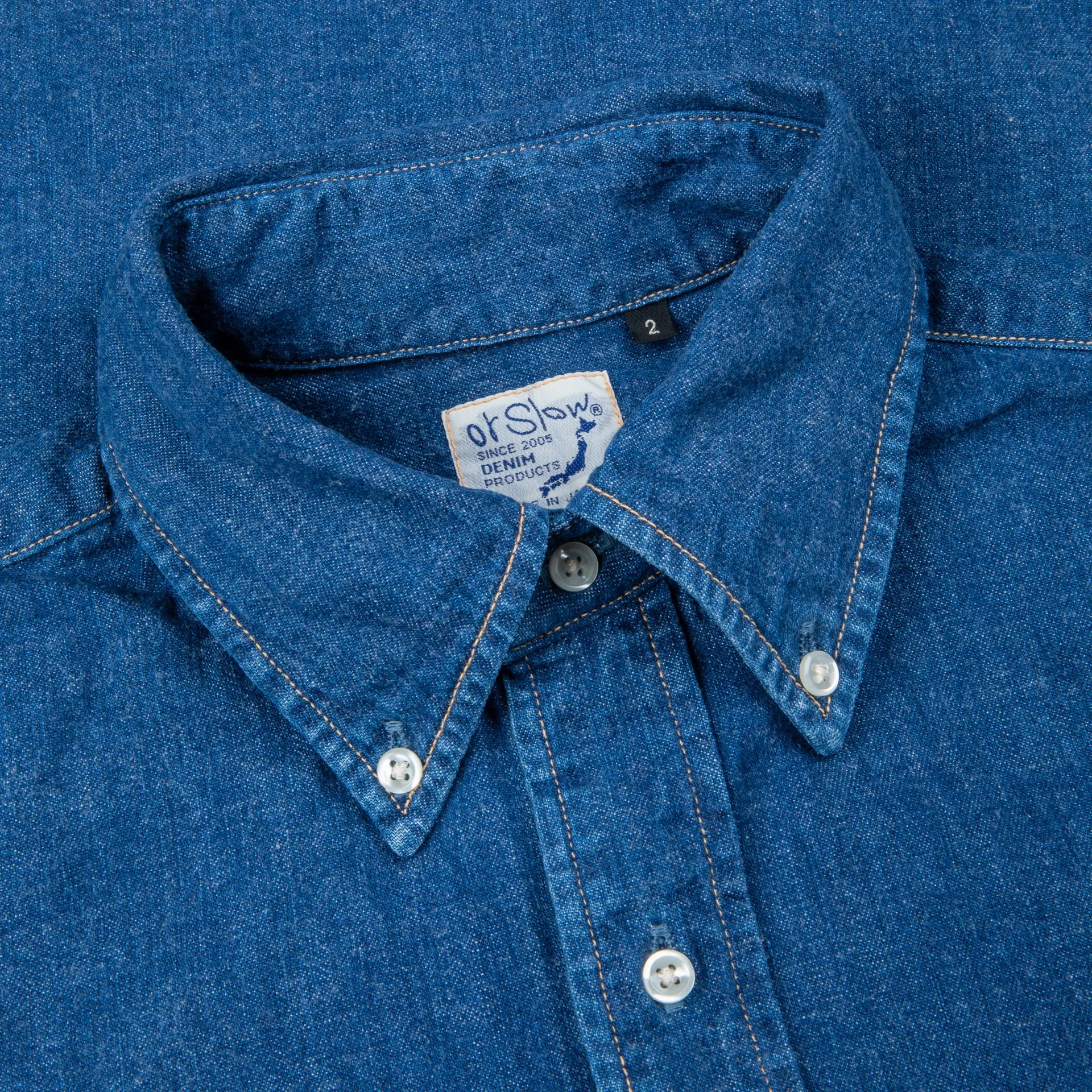 OrSlow Button Down denim shirt 2 year wash sold by Frans Boone product image thumbnail 3