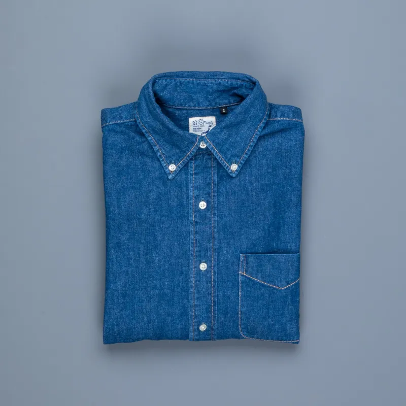 OrSlow Button Down denim shirt 2 year wash made by orSlow