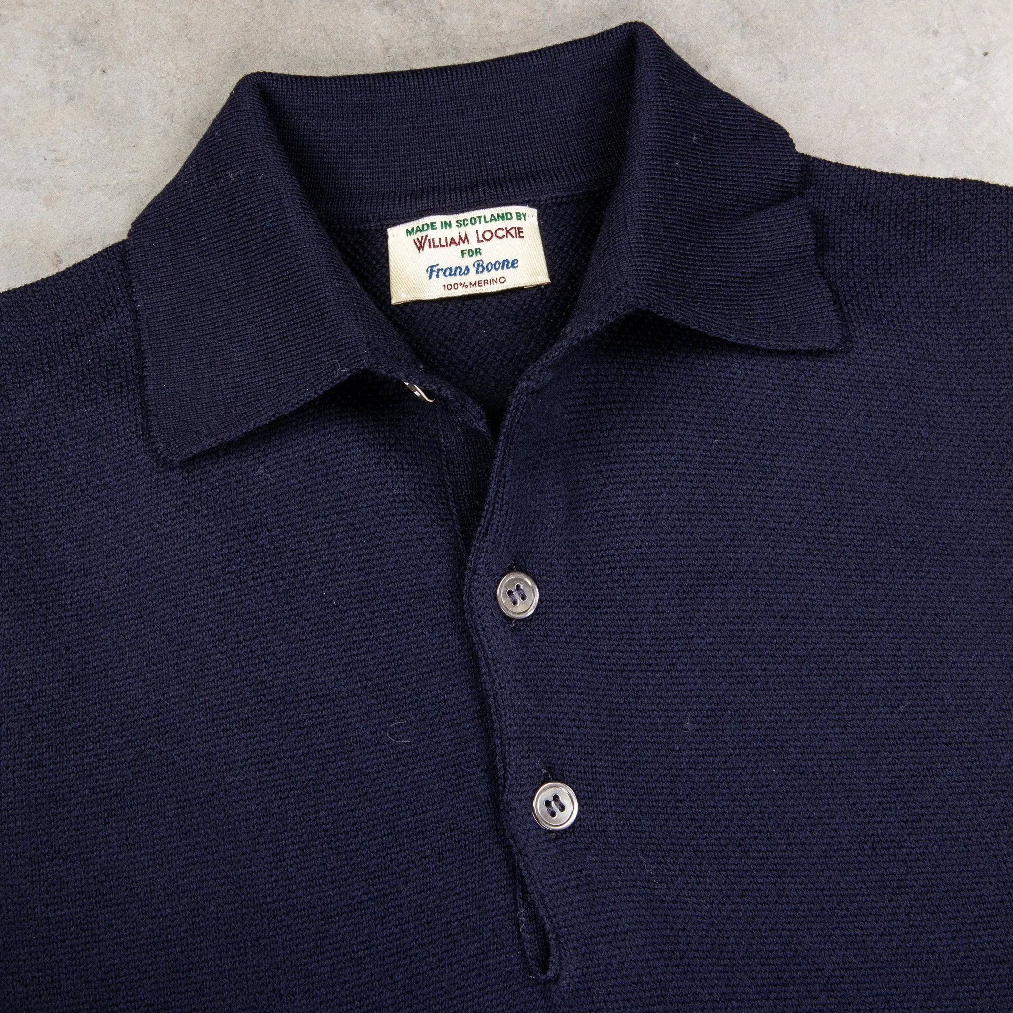 William Lockie Birdseye Solid Merino Wool Polo Blu Navy sold by Frans Boone product image thumbnail 3