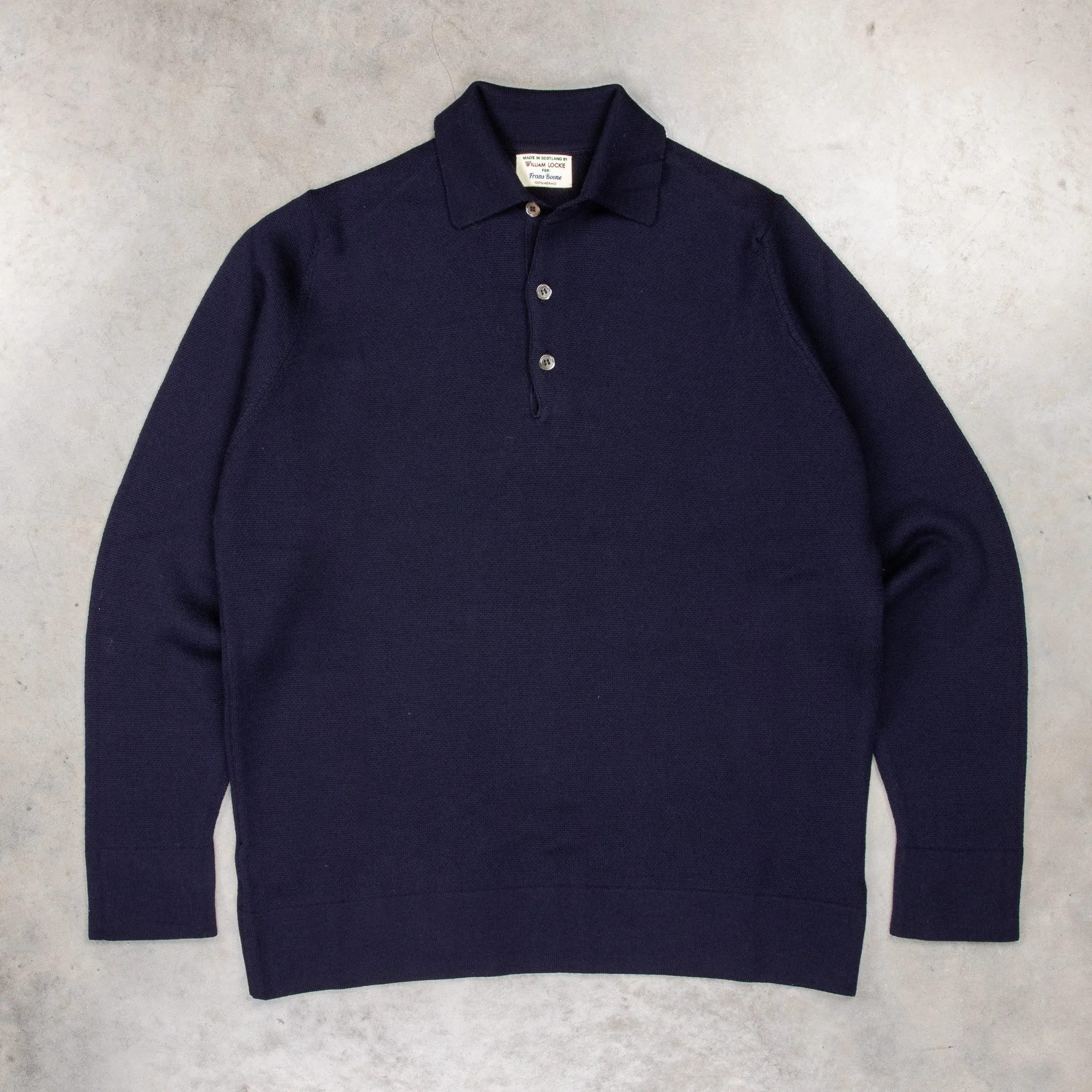 William Lockie Birdseye Solid Merino Wool Polo Blu Navy sold by Frans Boone product image thumbnail 2