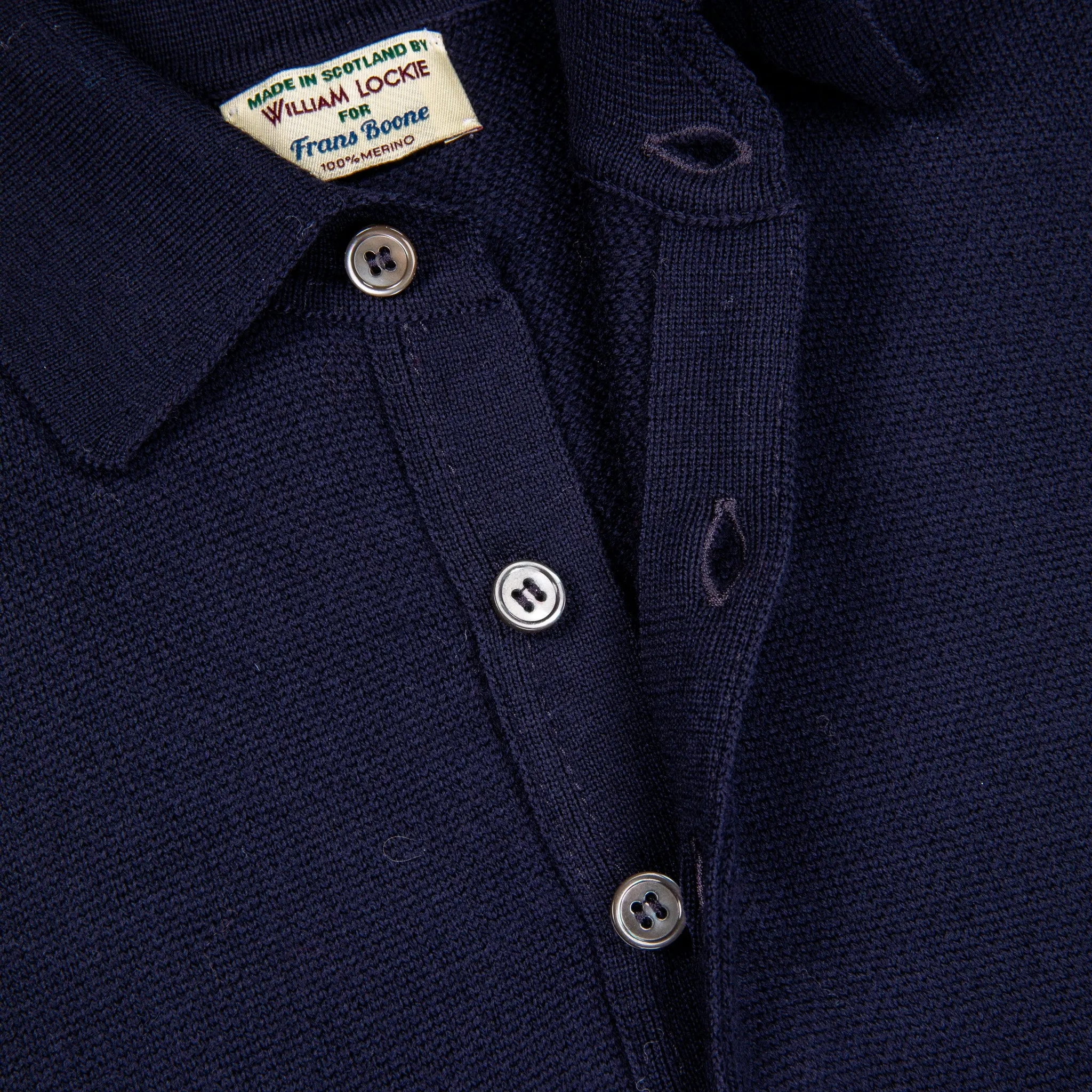 William Lockie Birdseye Solid Merino Wool Polo Blu Navy sold by Frans Boone product image thumbnail 5