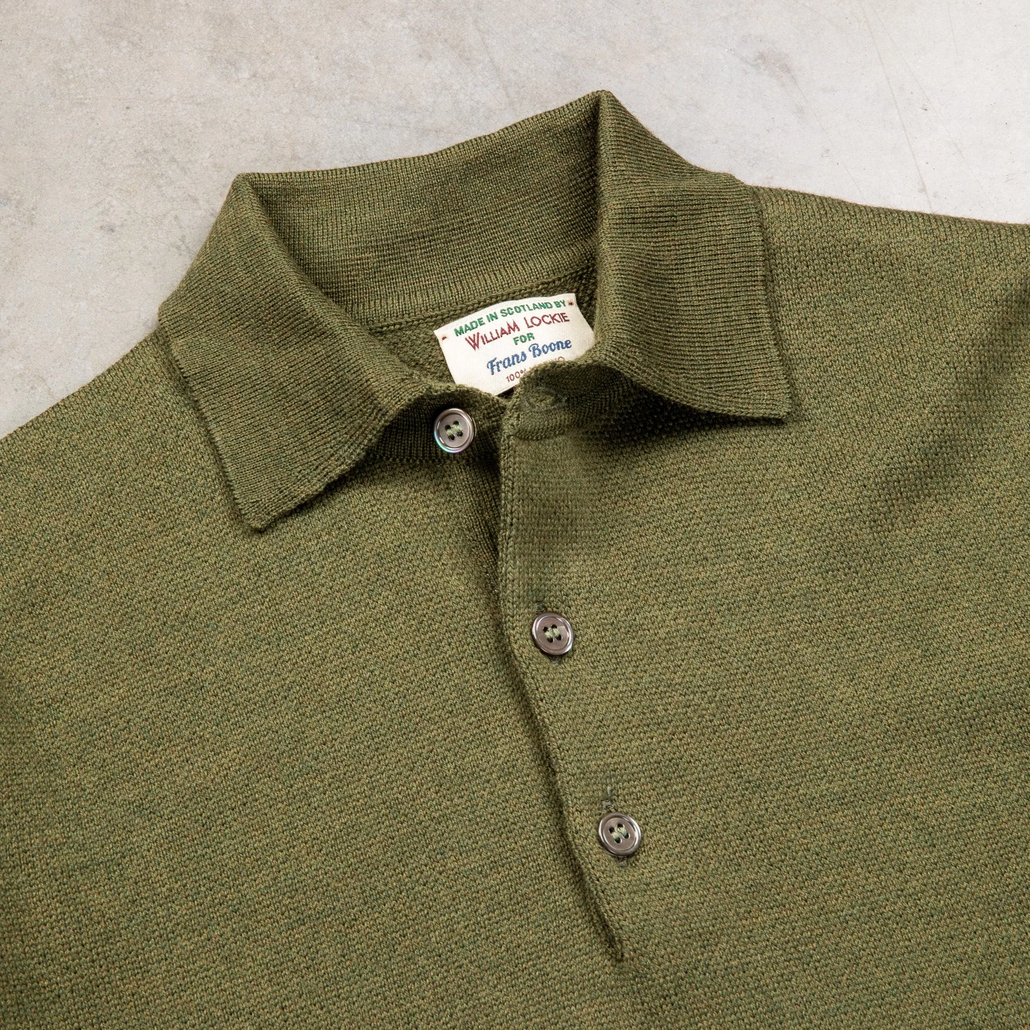 William Lockie Birdseye Solid Merino Wool Polo Olive sold by Frans Boone product image thumbnail 4