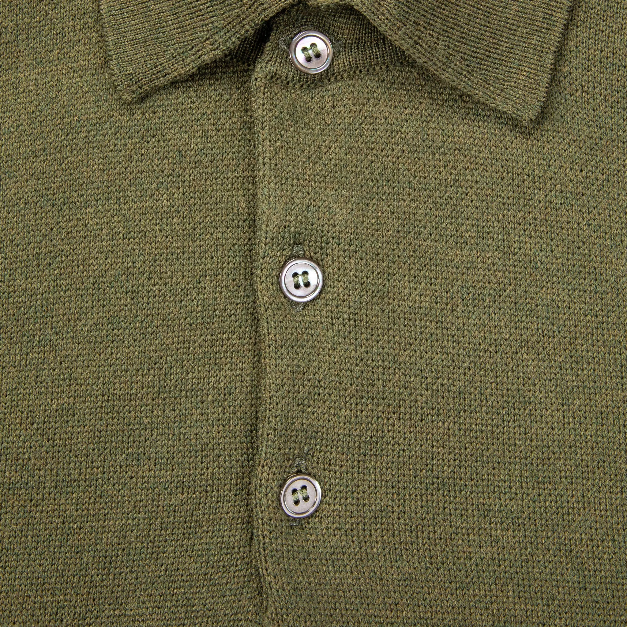 William Lockie Birdseye Solid Merino Wool Polo Olive sold by Frans Boone product image thumbnail 3