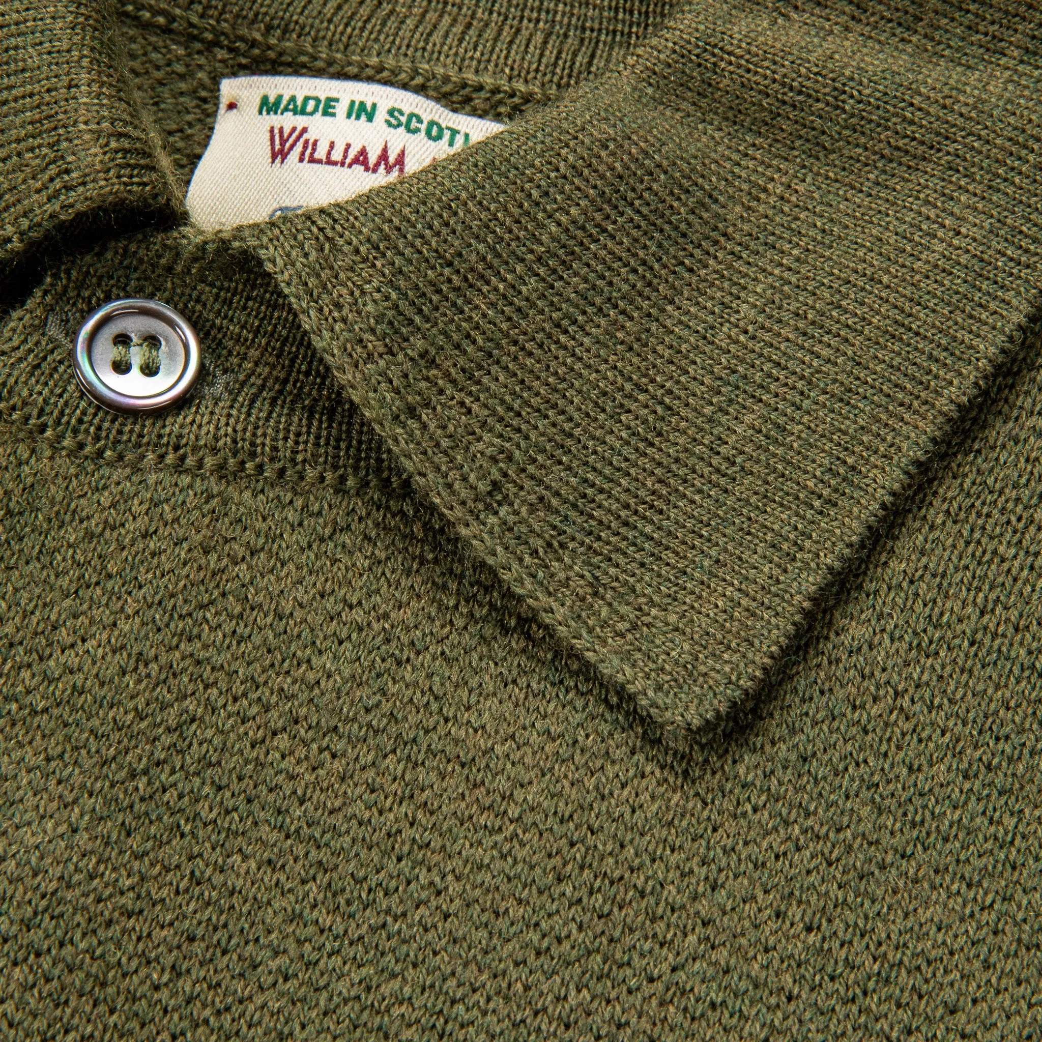 William Lockie Birdseye Solid Merino Wool Polo Olive sold by Frans Boone product image thumbnail 5