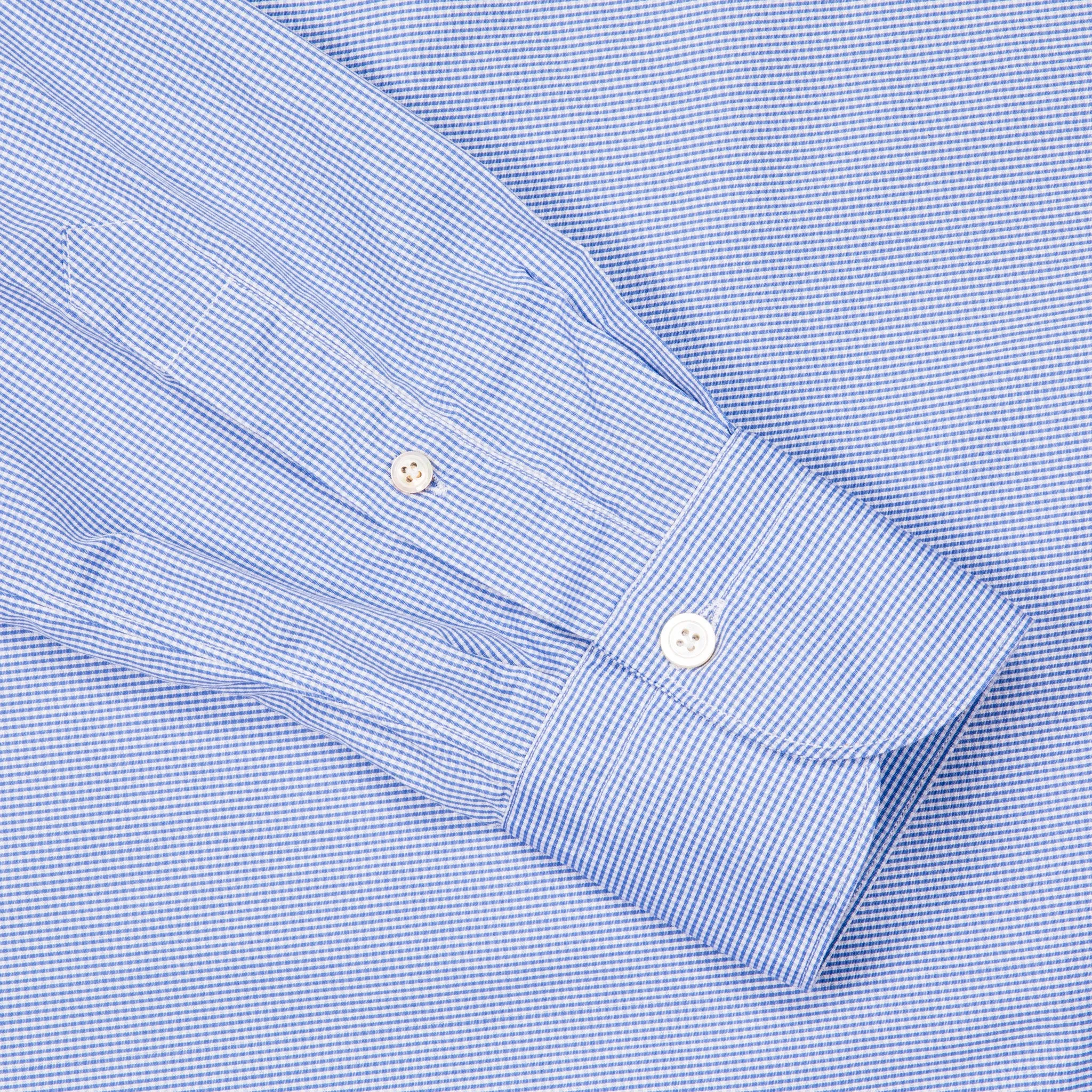 Finamore Tokyo Shirt Lucio Collar Mid Blue Vichy Poplin sold by Frans Boone product image thumbnail 5