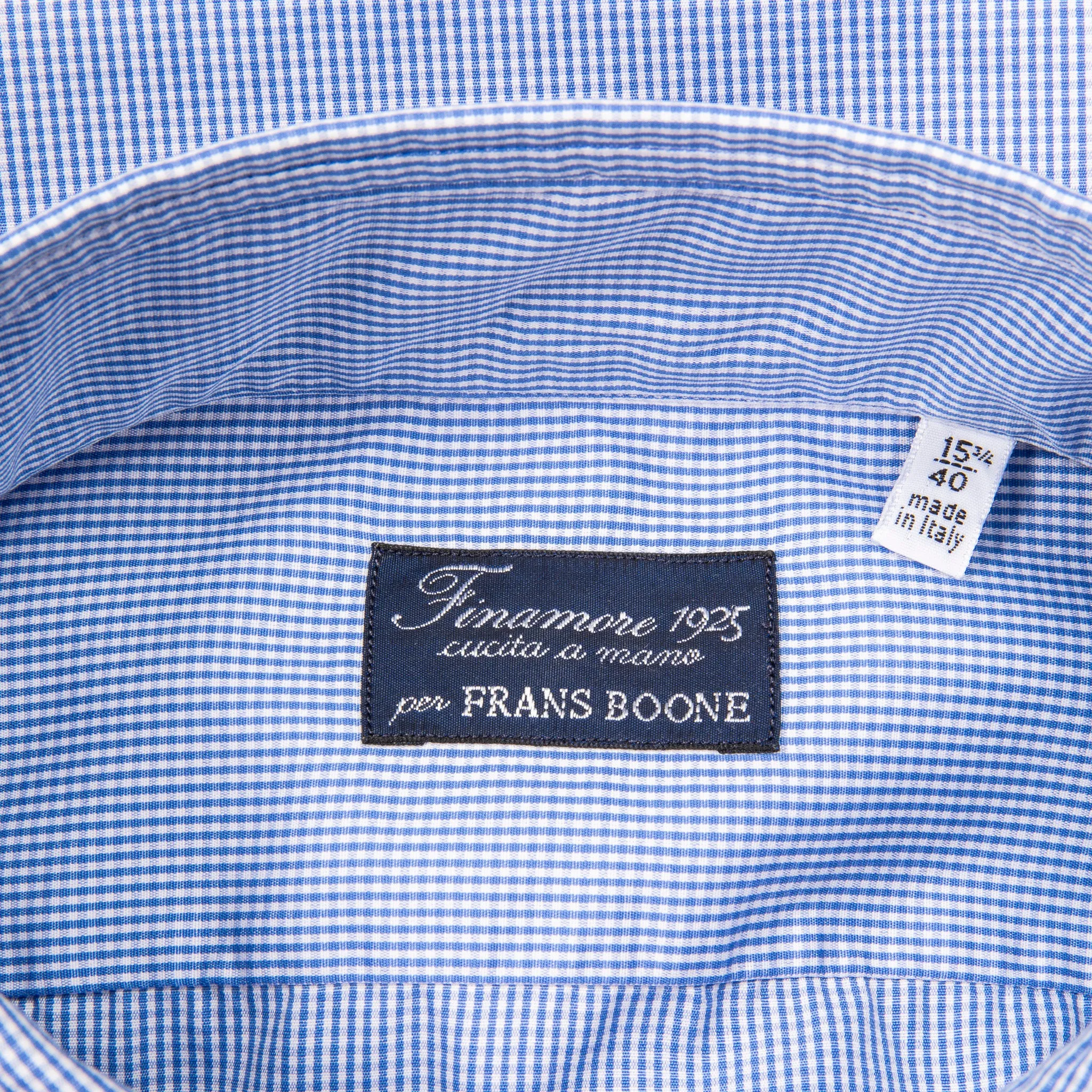 Finamore Tokyo Shirt Lucio Collar Mid Blue Vichy Poplin sold by Frans Boone product image thumbnail 4
