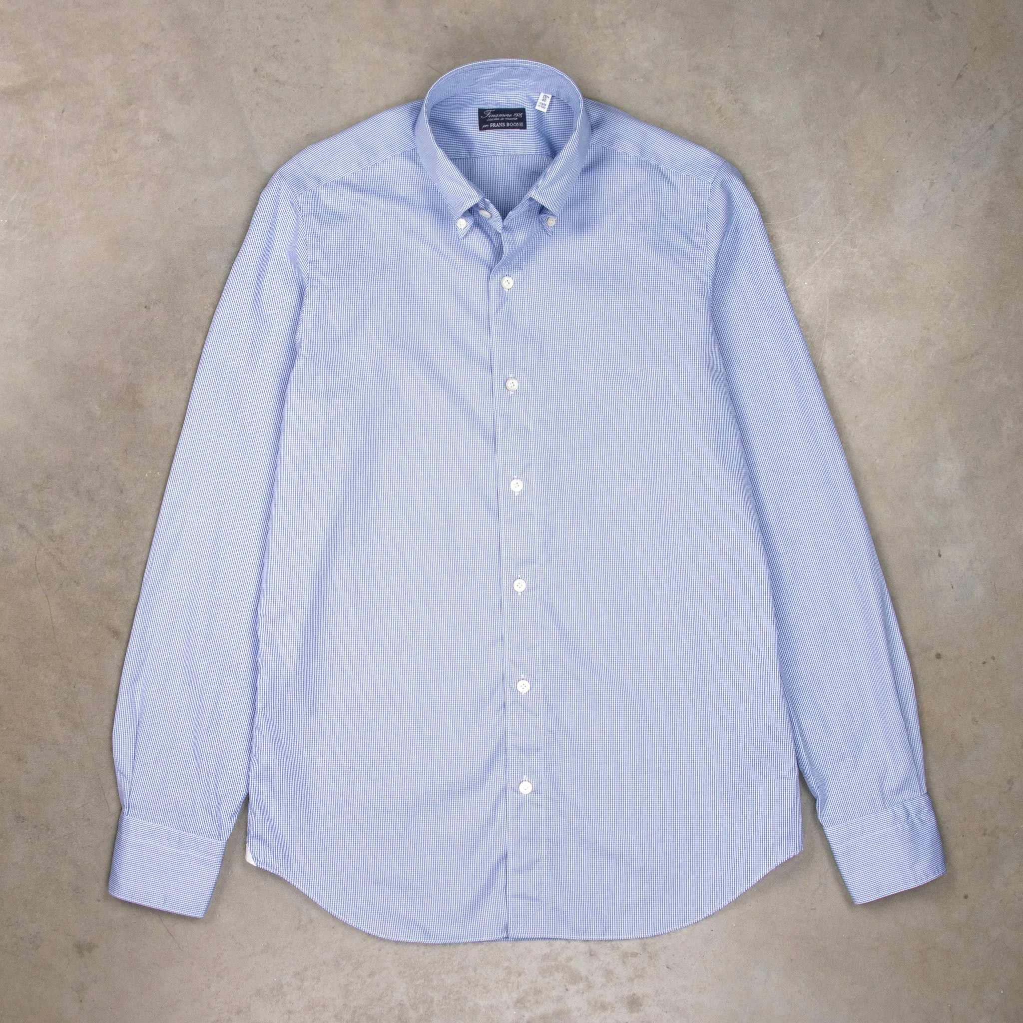 Finamore Tokyo Shirt Lucio Collar Mid Blue Vichy Poplin sold by Frans Boone product image thumbnail 2