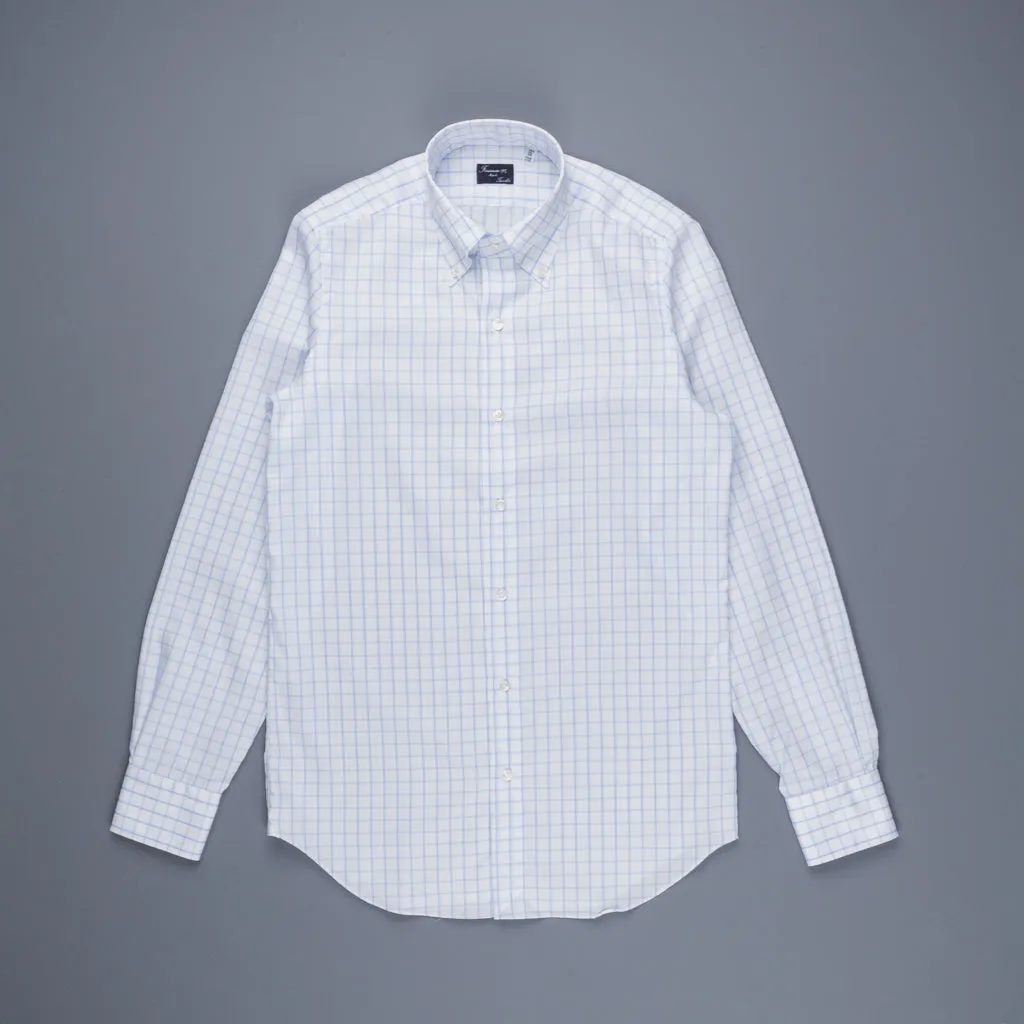 Finamore 'Traveller' Shirt Milano Fit Collar Lucio Alumo Twill Blue windowpane check sold by Frans Boone product image thumbnail 2