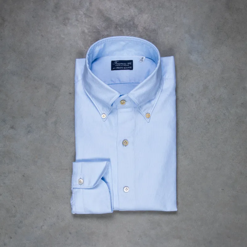 Finamore Gaeta Shirt Lucio Collar washed oxford celeste made by Finamore