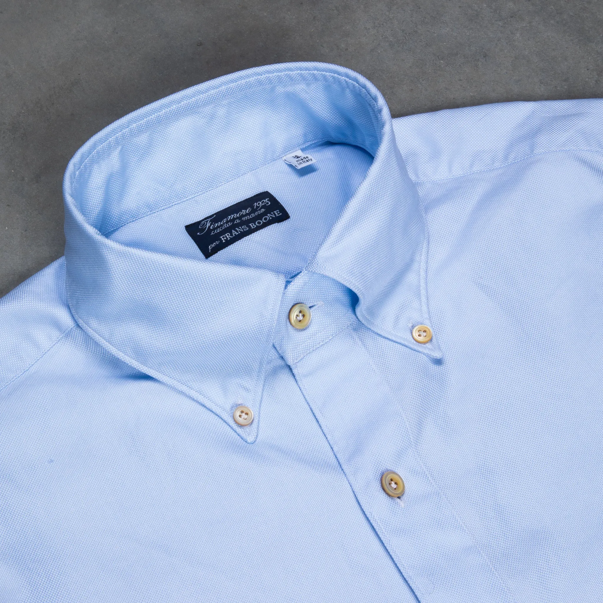 Finamore Gaeta Shirt Lucio Collar washed oxford celeste sold by Frans Boone product image thumbnail 3