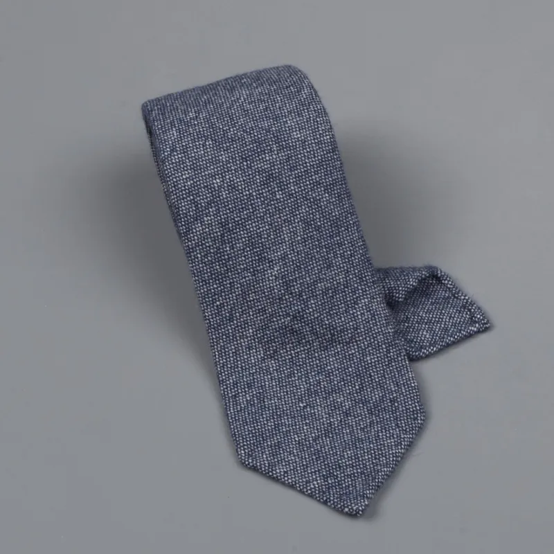 Drake's Cashmere Tie untipped blue melange made by Drakes
