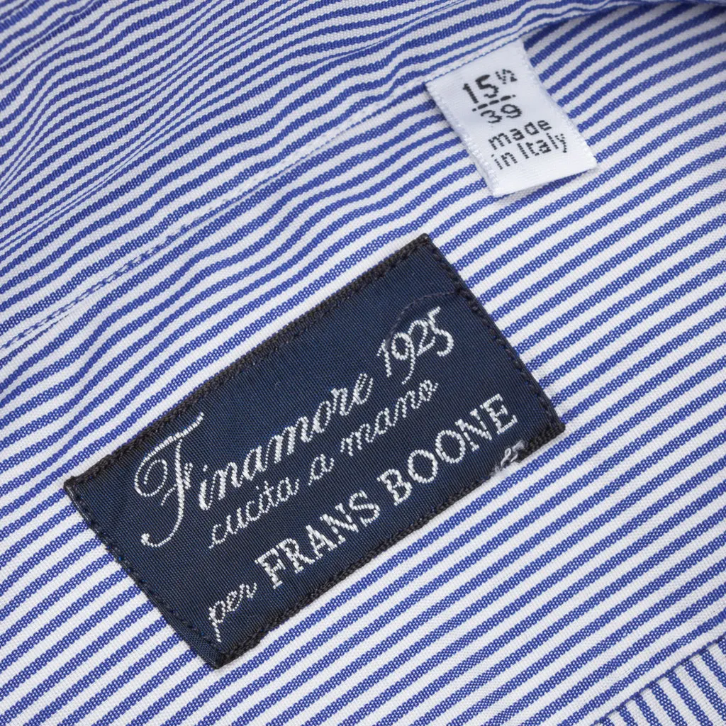 Finamore Tokyo Shirt Lucio Collar Navy Stripe Poplin sold by Frans Boone product image thumbnail 4
