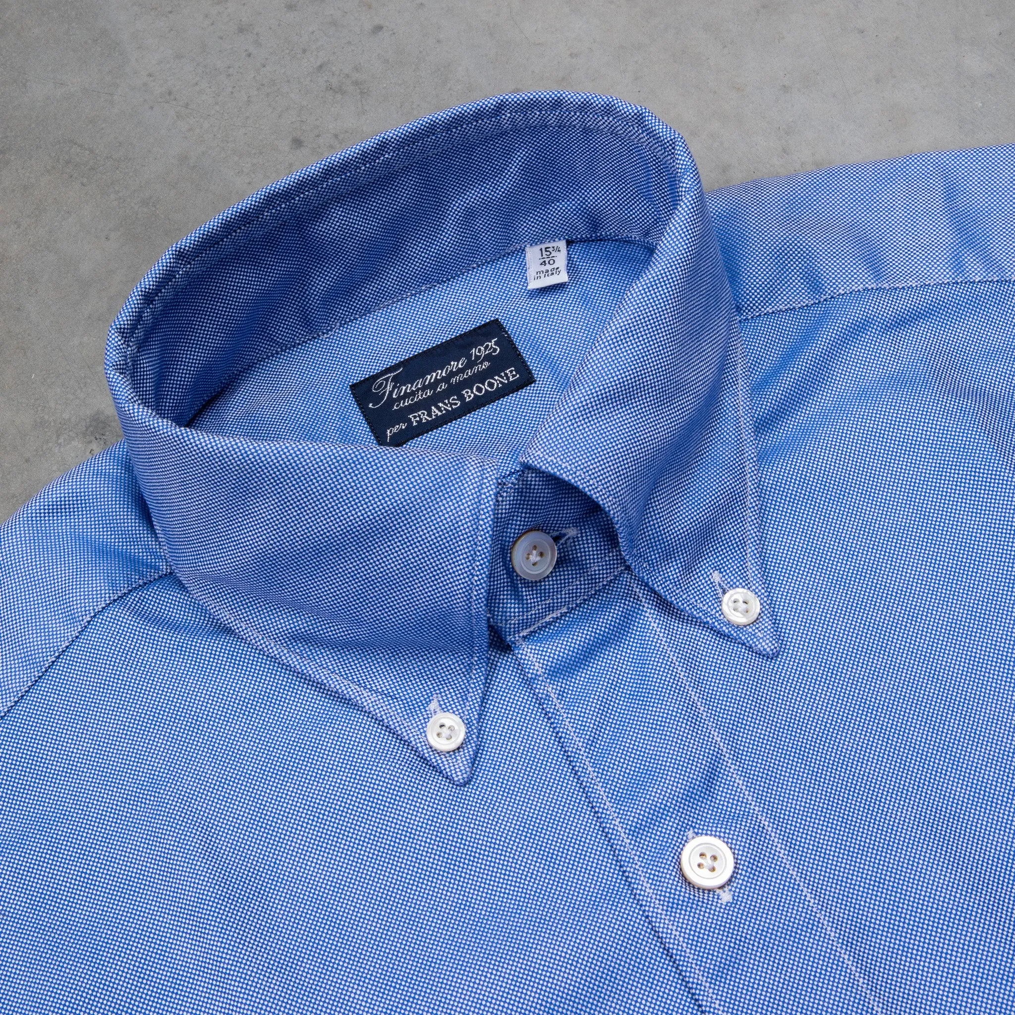 Finamore Gaeta Shirt Collo Lucio Washed Oxford Dark Blue sold by Frans Boone product image thumbnail 3