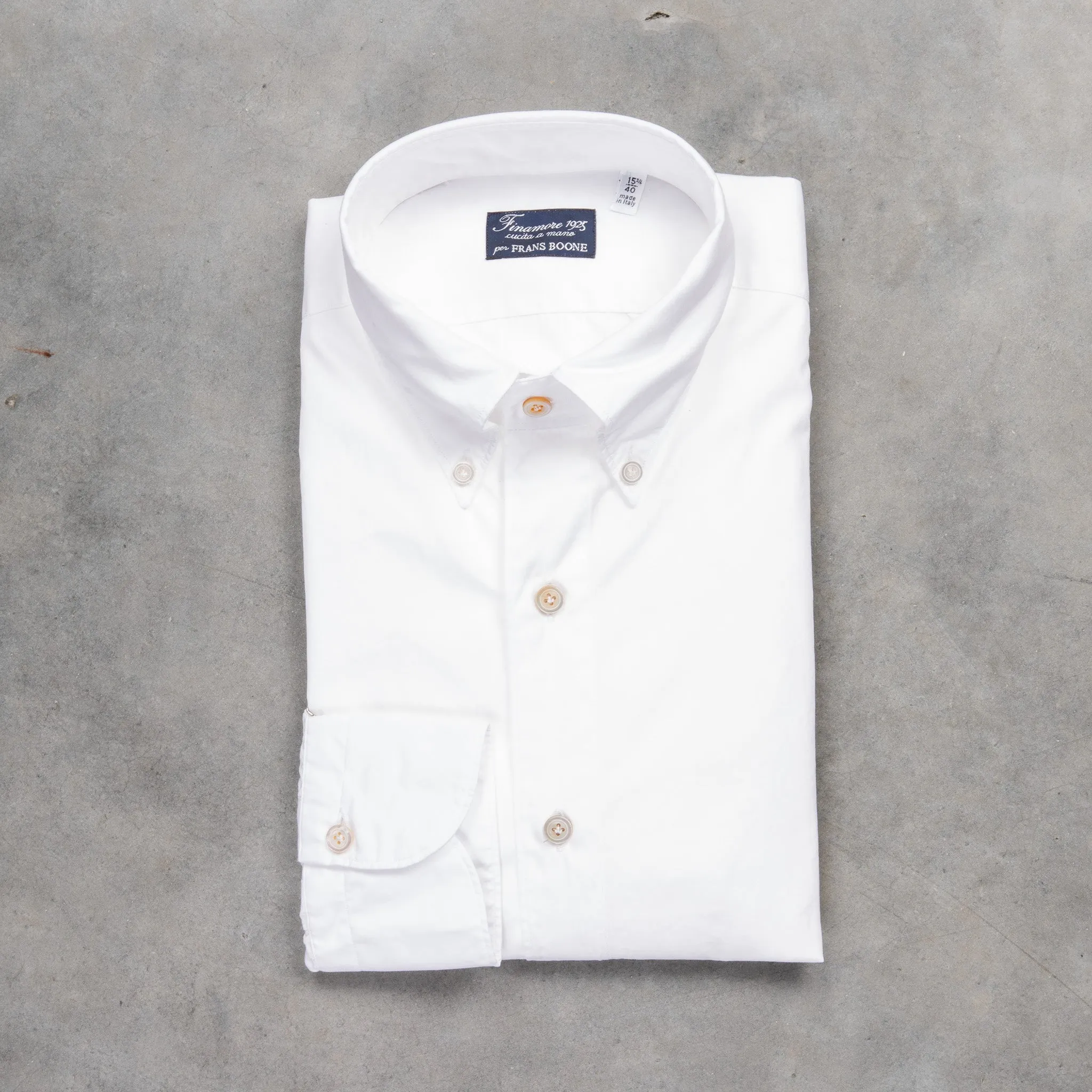 Finamore Tokyo Shirt Lucio Collar White Alumo Poplin sold by Frans Boone