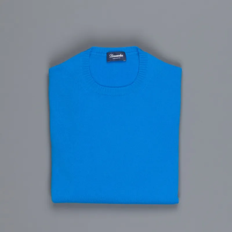 Drumohr Tabor Cashmere Crew Neck Blue made by Drumohr