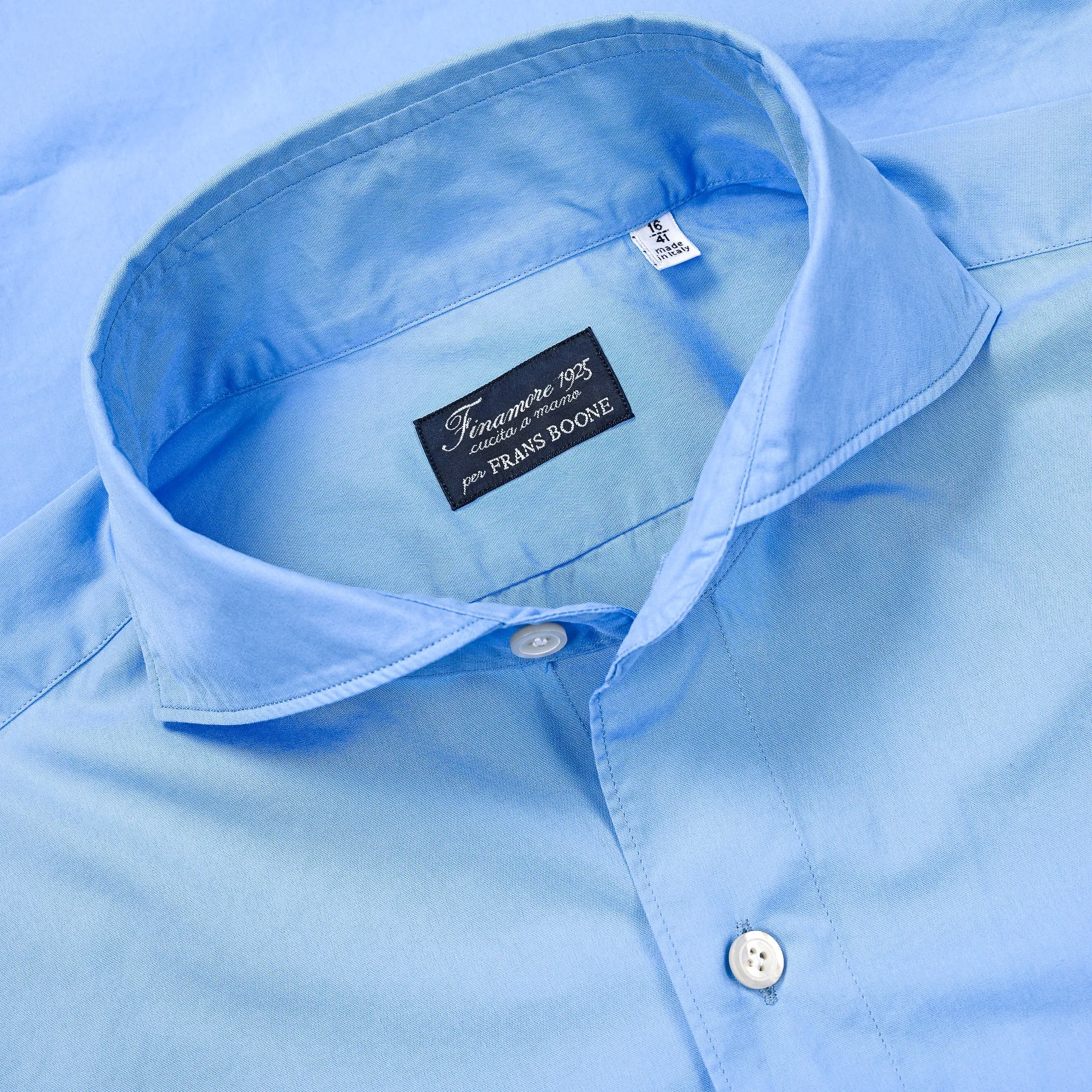 Finamore Tokyo Shirt Sergio Collar Alumo Poplin Avio Blue sold by Frans Boone product image thumbnail 3
