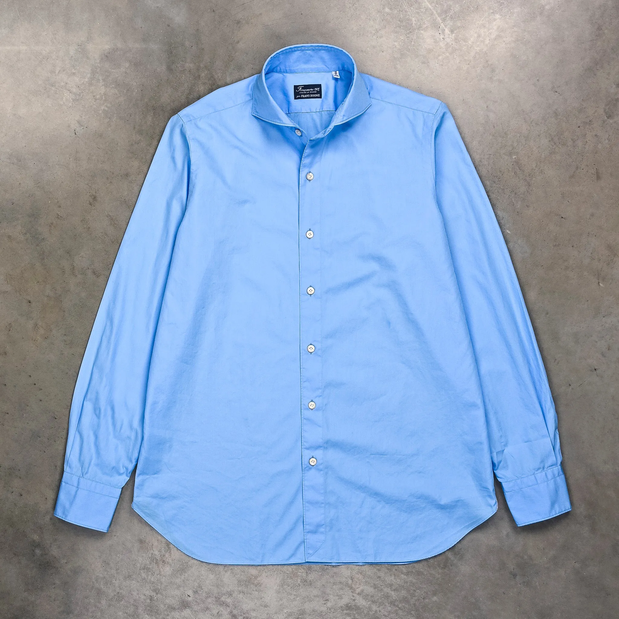 Finamore Tokyo Shirt Sergio Collar Alumo Poplin Avio Blue sold by Frans Boone product image thumbnail 2