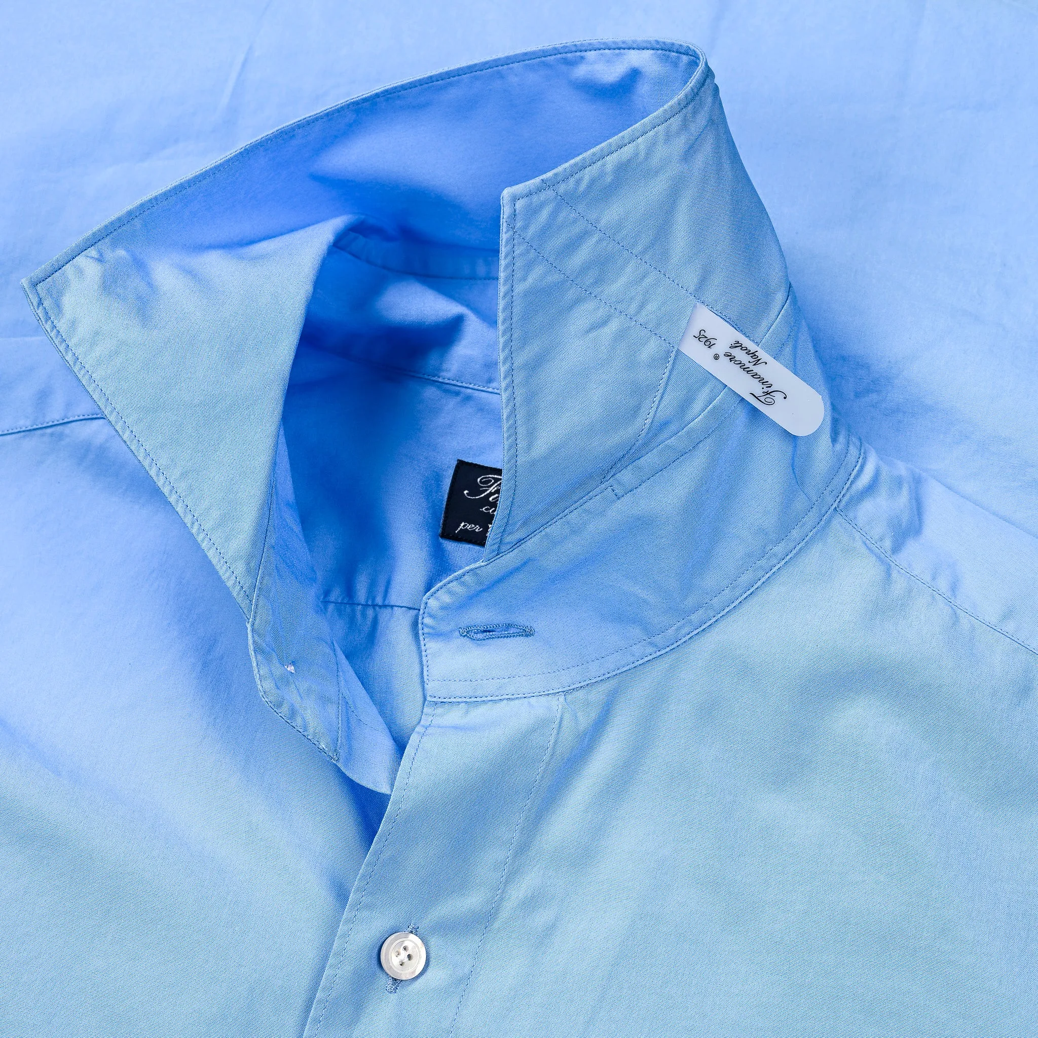 Finamore Tokyo Shirt Sergio Collar Alumo Poplin Avio Blue sold by Frans Boone product image thumbnail 4