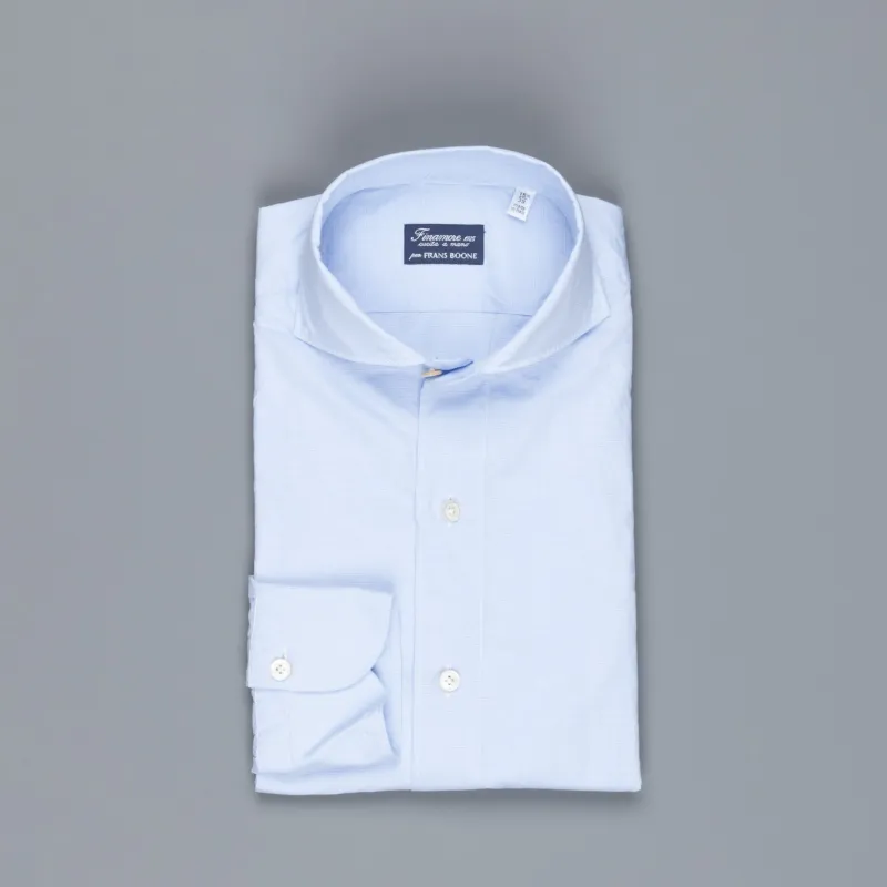 Finamore Tokyo Shirt Sergio Collar Fine Light Blue Puppytooth made by Finamore