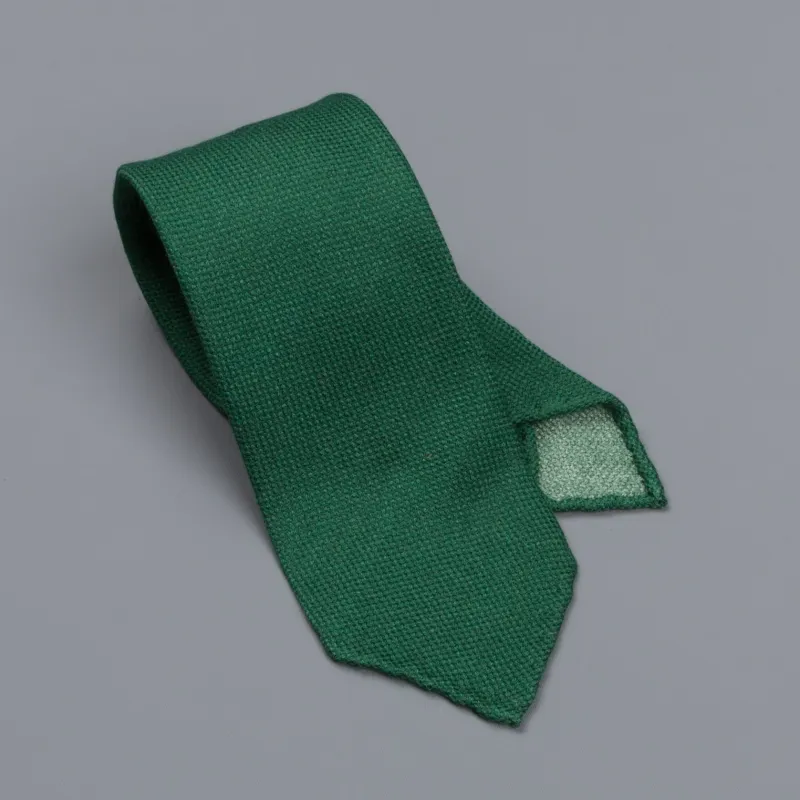 Drake's untipped tie wool/cashmere/silk blend green made by Drakes